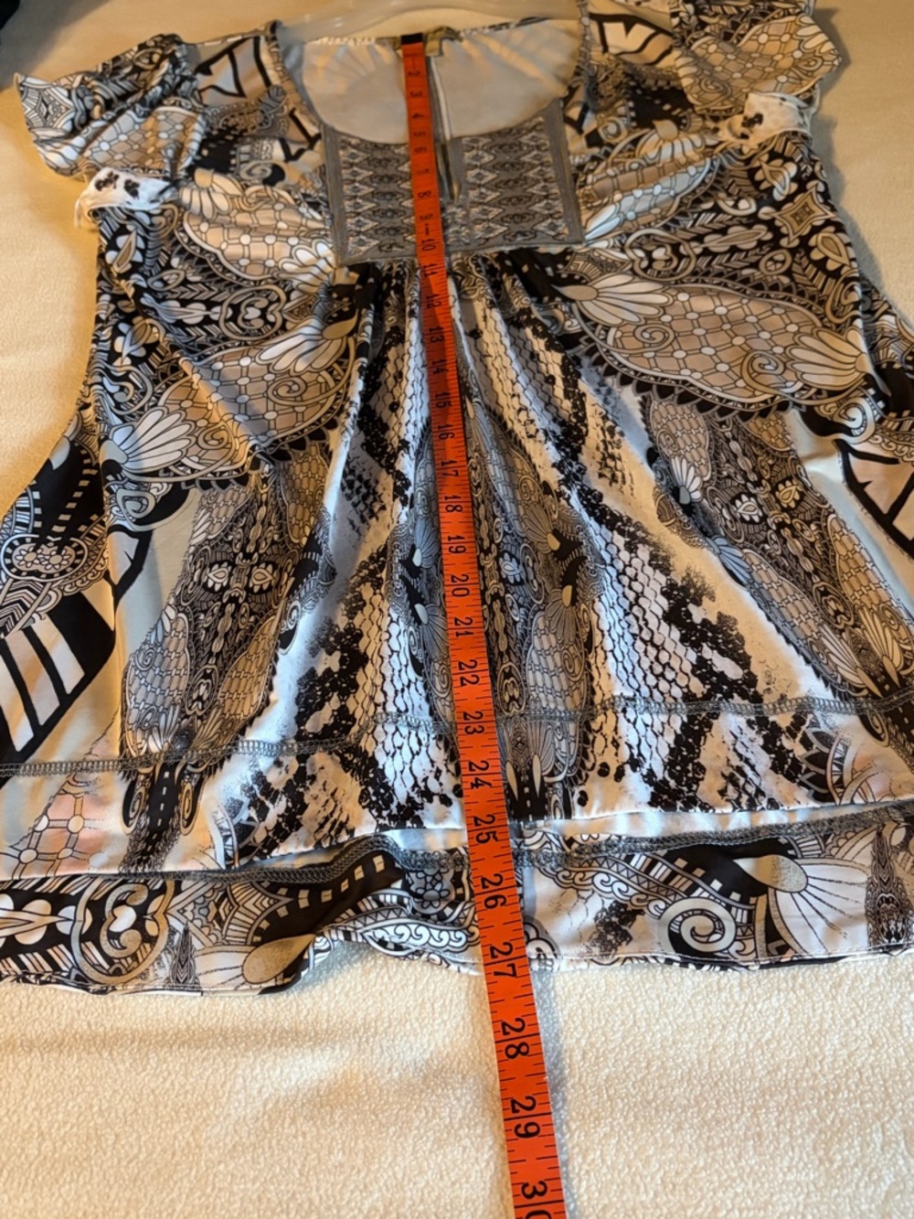 Energe' World Wear Printed Silky Scoop-Neck Tunic Top in Brown, White & Beige - Picture 8 of 8